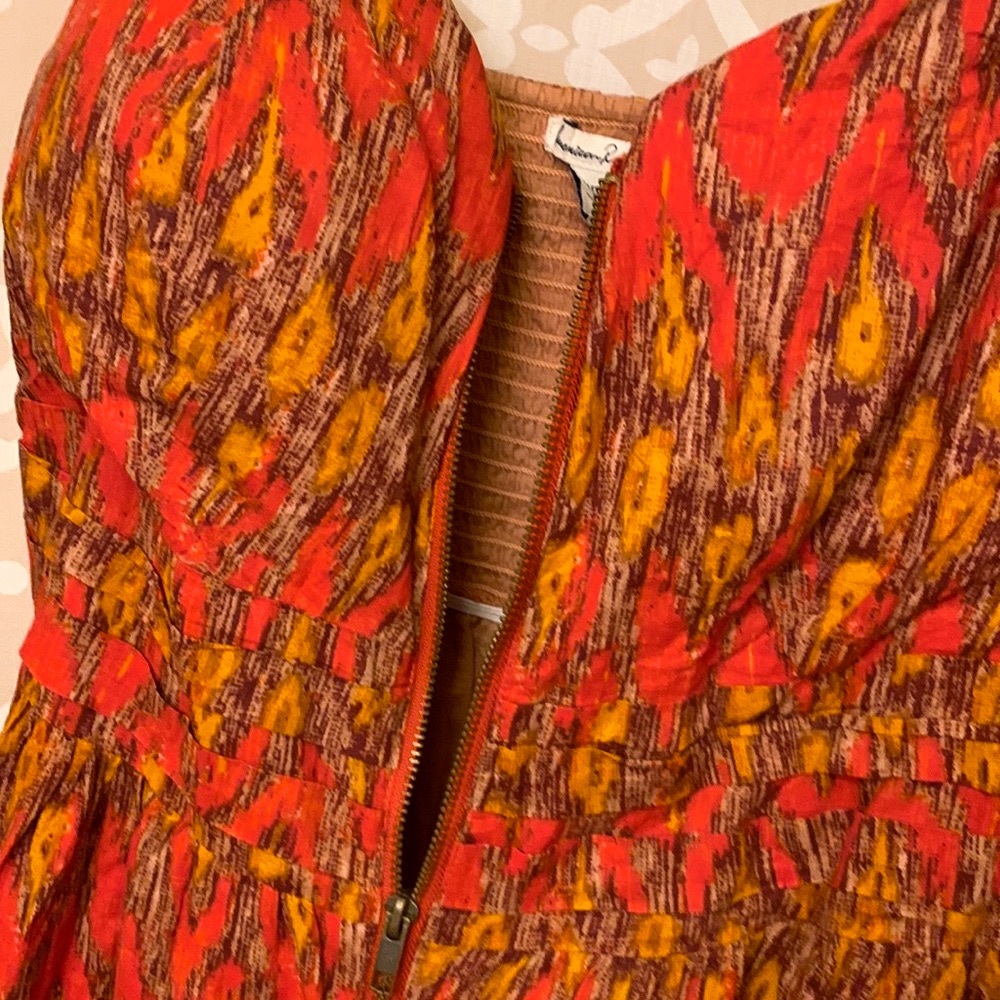 American Rag Orange Patterned Spring Dress. Size 1 - Picture 2 of 5